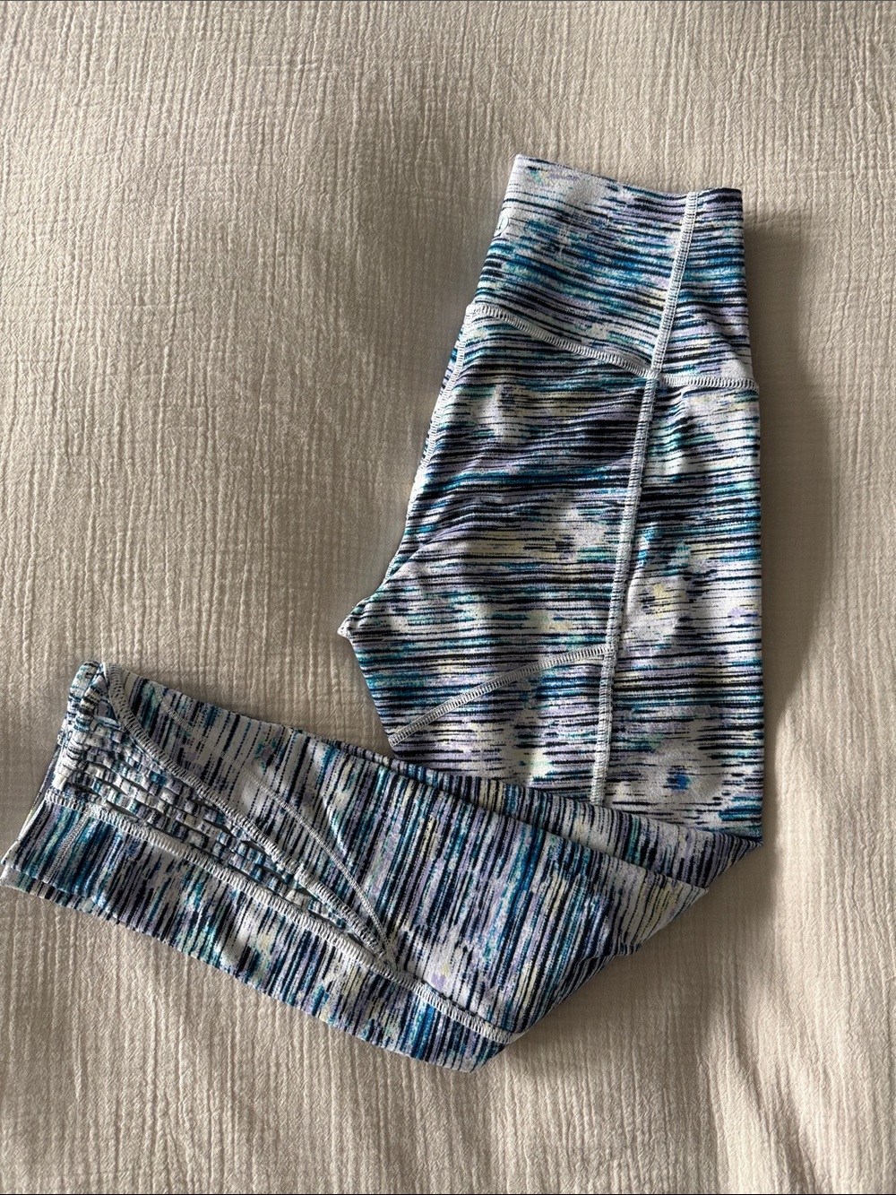 Lululemon Athletica High Time Pants Lattice - Cyber Stripe Blue - No pockets - 4